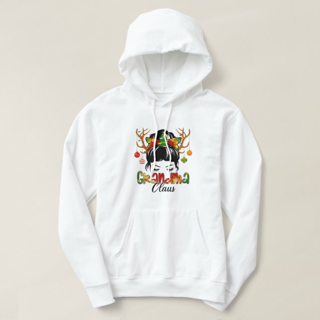 Sudadera Abuela Claus Messy Bun Wink Navidades Decora (Diseño del anverso)