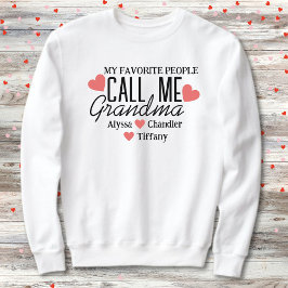 Sudadera Abuela con corazones rojos y nombres de nietos