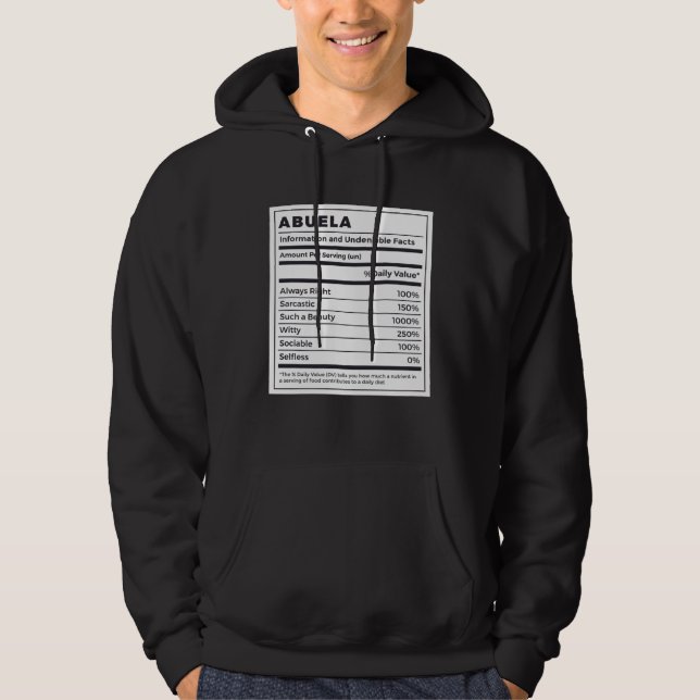 Sudadera Abuela Datos Nutricionales Abuela Española (Anverso)