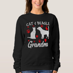 Sudadera Abuela De Gato Y Beagle, Abuela Cute Hound Dogs Ab