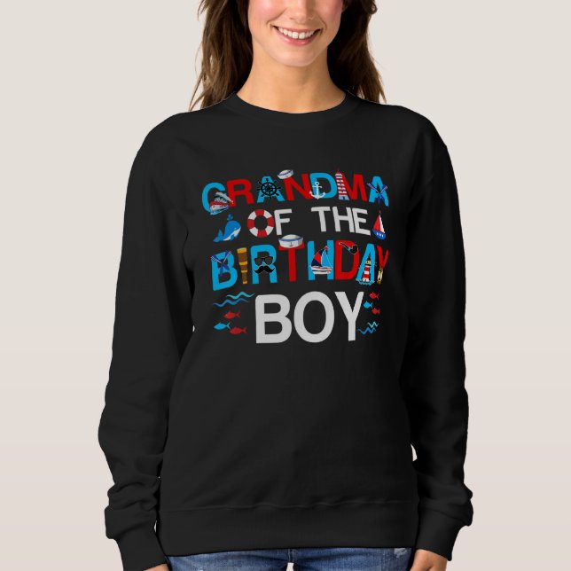 Sudadera Abuela De Nacimiento Nautical Primer Cumpleaños (Anverso)