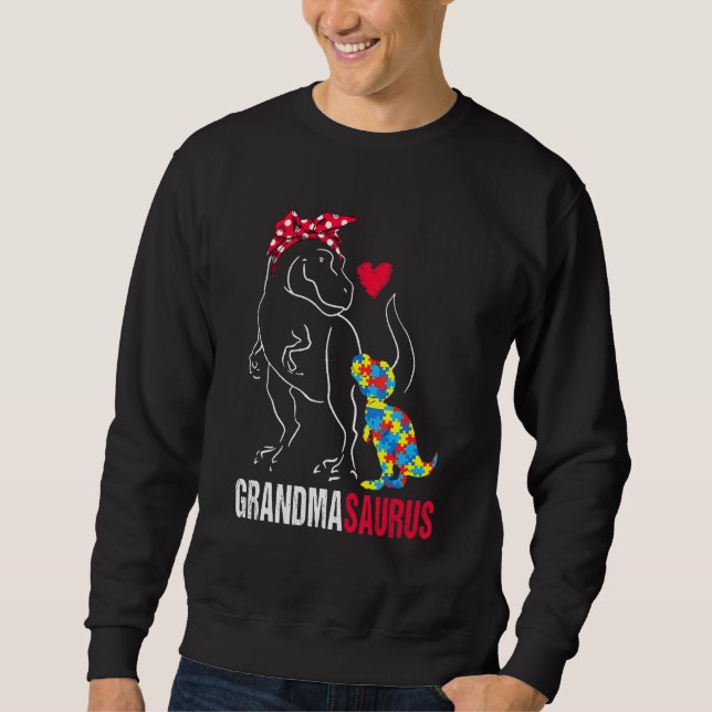 Sudadera Abuela de Rex Dinosaurio Abuela Saurus Autismo A (Anverso)