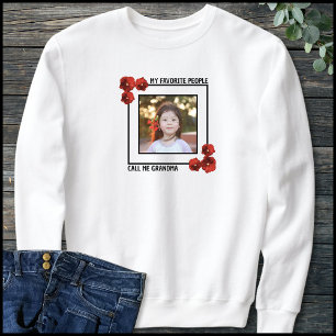 Sudadera Abuela Favorita 1 Foto Floral Rojo Diseño Lindo
