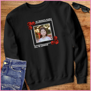 Sudadera Abuela Floral Rojo 1 Foto Simple y Bonito dicho