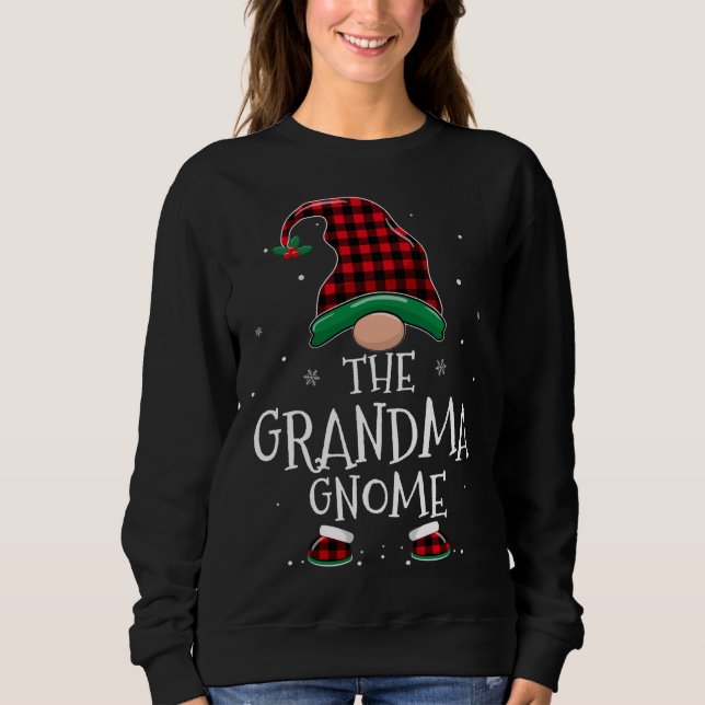 Sudadera Abuela Gnome Xmas Familia Navidades de Plaid (Anverso)