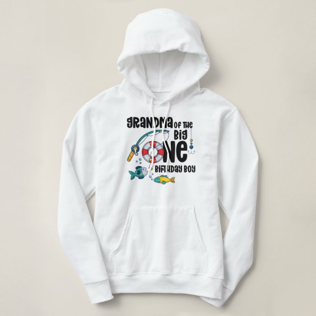 Sudadera Abuela Gran Niño De Un Año Pescando Cumpleaños T- (Diseño del anverso)