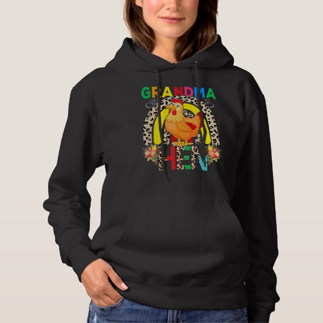 Sudadera Abuela Hen Cute Flores Hen Leopard Rainbow Mothe (Anverso)