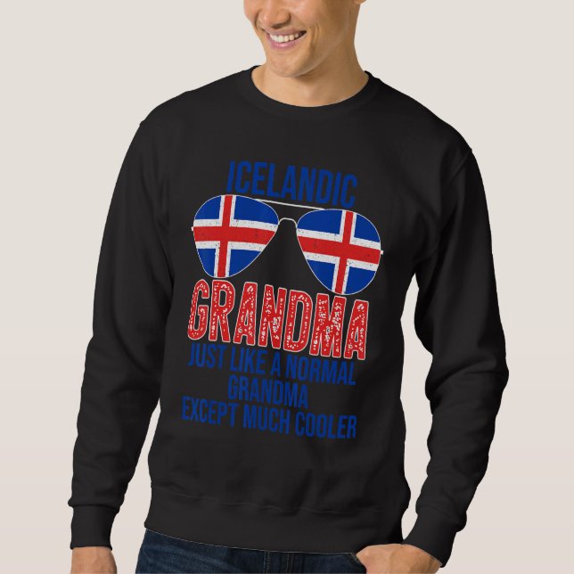 Sudadera Abuela islandesa, bandera de Islandia, gafas de so (Anverso)
