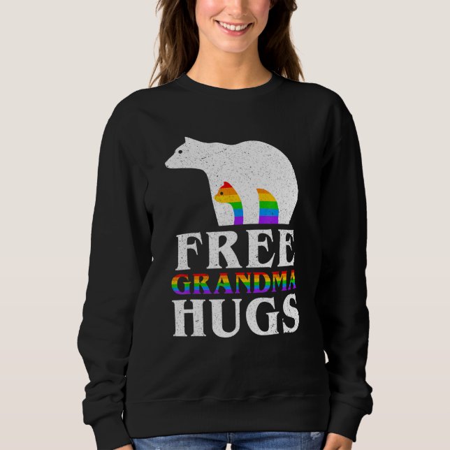 Sudadera Abuela libre de oso abraza bandera arco iris Lgbt  (Anverso)