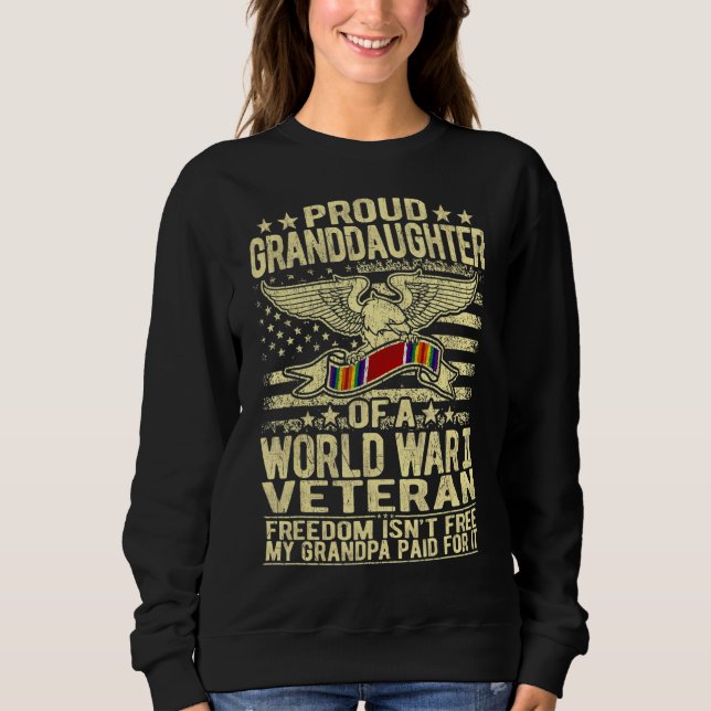 Sudadera Abuela Orgullosa Del Veterano Militar De La Segund (Anverso)