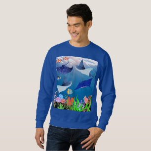 Sudadera Abuelo de Rayas y Corales del Océano Azul Submarin