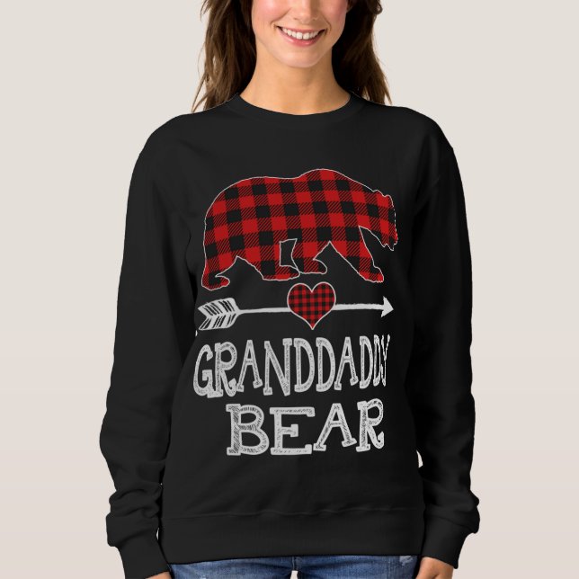 Sudadera Abuelo Navidad Oso Pajama Red Plaid Buffalo (Anverso)