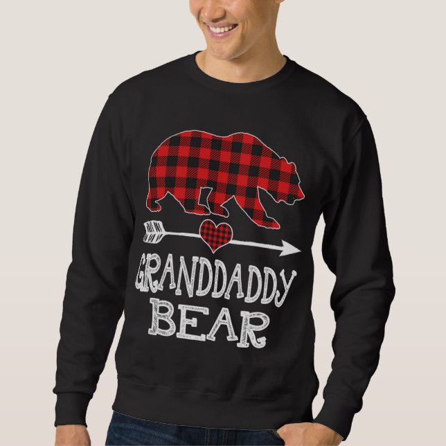 Sudadera Abuelo Navidad Oso Pajama Red Plaid Buffalo (Anverso)