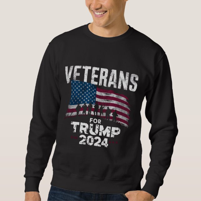 Sudadera Abuelo Papá Veteranos Por Trump 2024 Bandera Ameri (Anverso)
