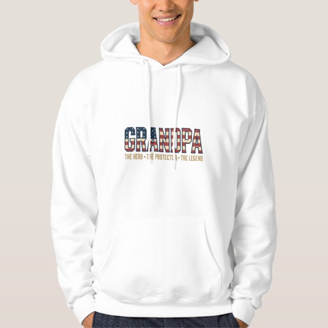 Sudadera Abuelo Patriótico Héroe Protector Leyenda Vector D (Anverso)