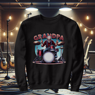 Sudadera Abuelo Rockeando Tocando la Batería