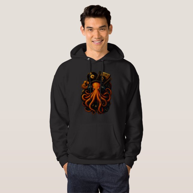 Sudadera Abyss Kraken – Glowing Steampunk Octopus Hoodie (Anverso completo)