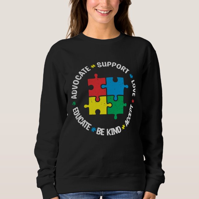 Sudadera Accept Support Advocate Educate Autistic Autism Aw (Anverso)