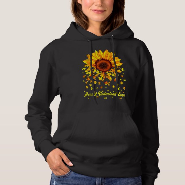 Sudadera Accept Understand Love Sunflower Autism Awareness  (Anverso)