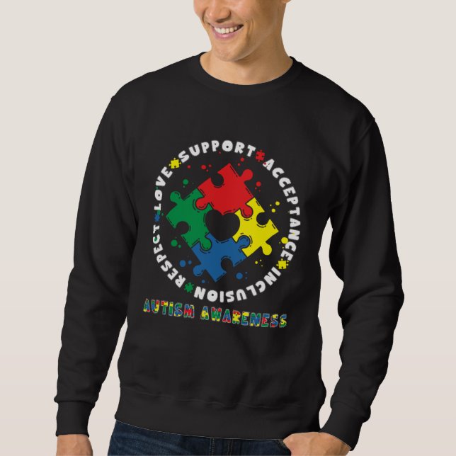 Sudadera Acceptance Inclusion Respect Love Support Autism A (Anverso)