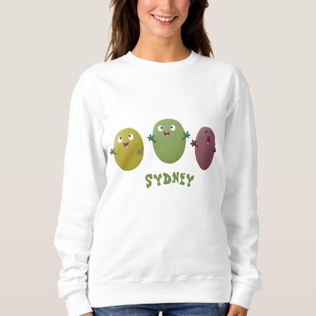 Sudadera Aceitunas alegres y lindas cantando personalizado (Anverso)