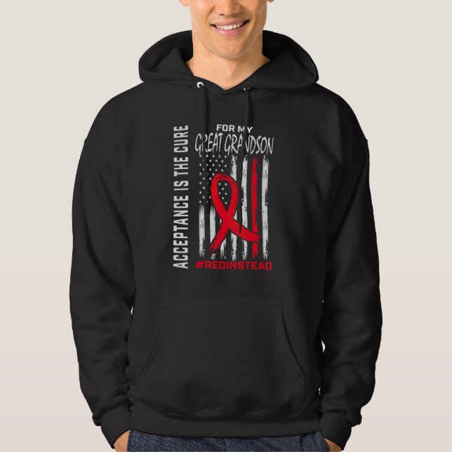 Sudadera Aceptación Rojo en lugar de Autismo Gran Gra (Anverso)