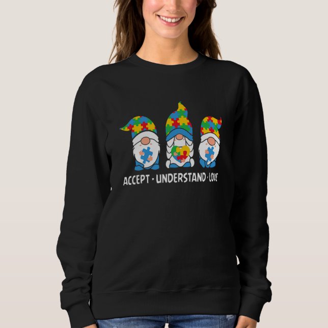 Sudadera Aceptar Comprender El Amor Y El Autismo De Las Flo (Anverso)