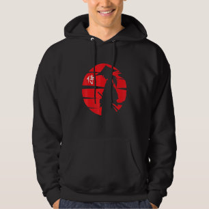 Sudadera Acero Kanji Sobre Silueta De Chica Roja De Samurái