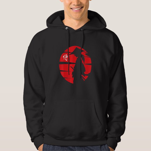 Sudadera Acero Kanji Sobre Silueta De Chica Roja De Samurái (Anverso)