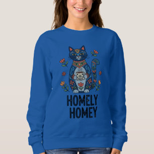 Sudadera Acogedor y acogedor diseño de un gato azul