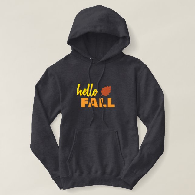 Sudadera Acogedora "Hello Fall" Colorida letra gris (Diseño del anverso)