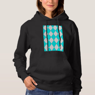 Sudadera Acua Y Blanco De Patrón De Harlequin Grande Geomét