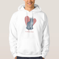 Acuarela azul de gato ruso Corazón gitano rosado