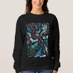 Sudadera Acuarela Ballenas Árticas Pescado Beluga Narwhal S