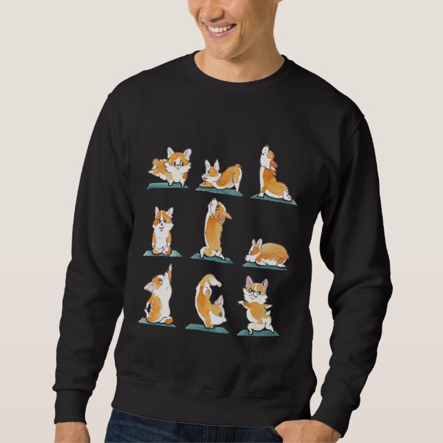 Sudadera Acuarela Corgi Yoga (Anverso)