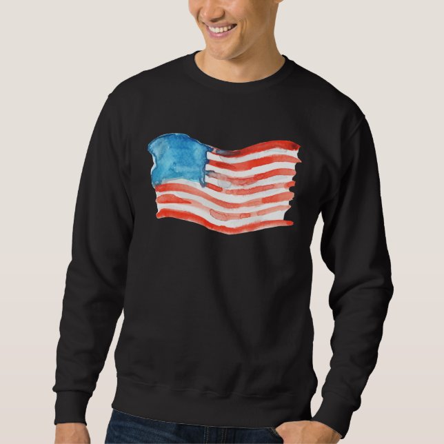 Sudadera acuarela de bandera americana (Anverso)