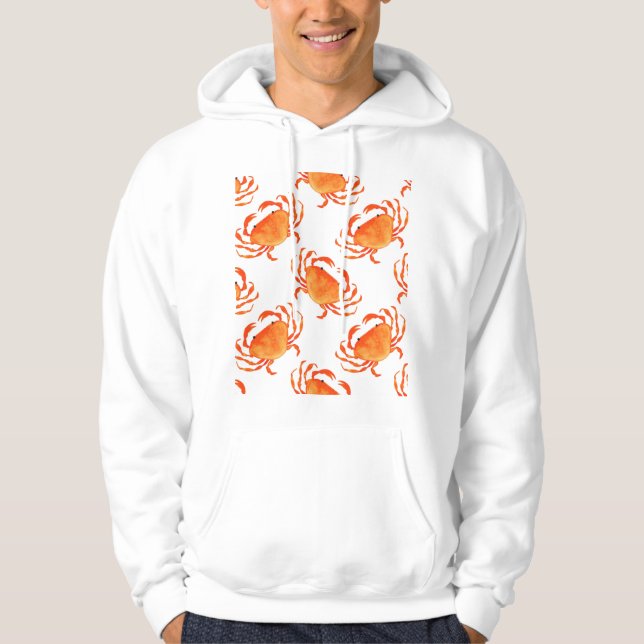 Sudadera Acuarela de cangrejos: Patrón de fondo blanco (Anverso)