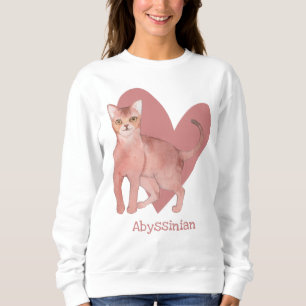 Sudadera Acuarela De Gato Abysiniano Corazón Cristóbal Rosa