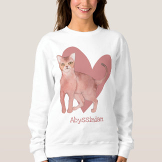 Sudadera Acuarela De Gato Abysiniano Corazón Cristóbal Rosa
