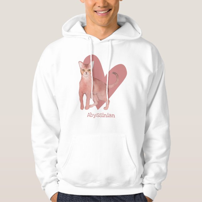 Sudadera Acuarela De Gato Abysiniano Corazón Cristóbal Rosa (Anverso)