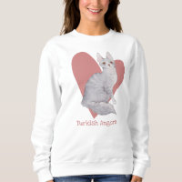 Acuarela de gato angora turca Corazón rosa gitano