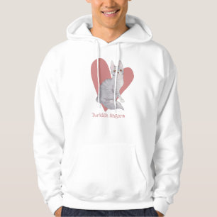 Sudadera Acuarela de gato angora turca Corazón rosa gitano