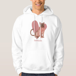 Sudadera Acuarela de gato birmano Corazón gitano rosado