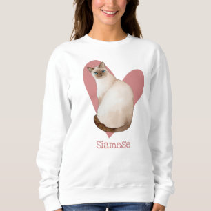 Sudadera Acuarela de gato siamesa de corazón rosa gitano