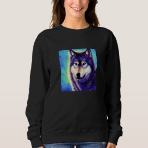 Sudadera Acuarela de lobo suave Lobos artísticos 1