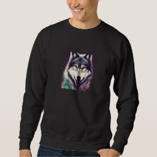 Sudadera Acuarela de lobo suave Lobos artísticos 1