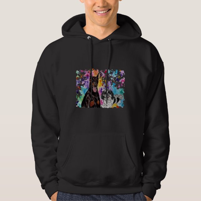Sudadera Acuarela Doberman Y Shih Tzu (Anverso)