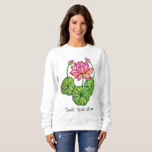 Sudadera Acuarela Lotus rosado con los brotes y las hojas