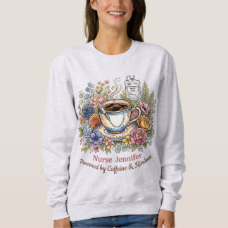 Sudadera Acuarela Médica Café Floral Nombre Personalizado