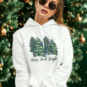 Sudadera Acuarela Moderno Merry Y Brillante Árbol De Navida